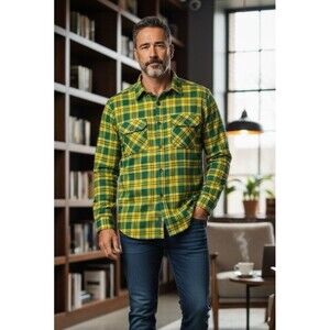 Pendleton Green and Yellow Plaid Casual Button-Down Shirt